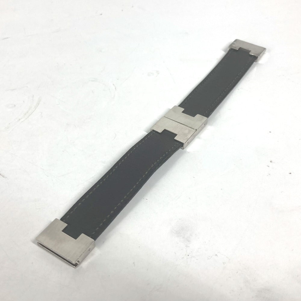 HERMES bracelet leather black Lurie H logo Women Used