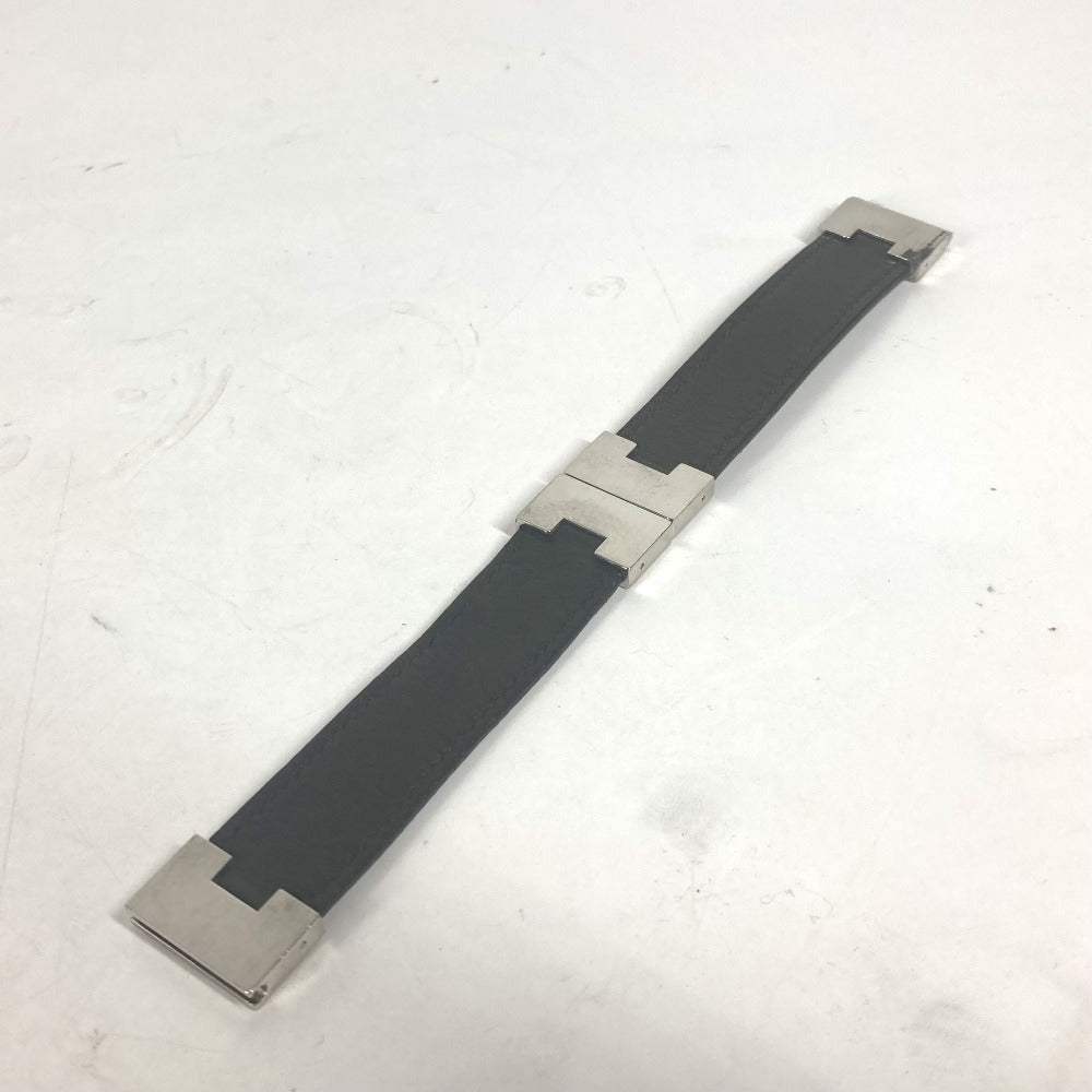 HERMES bracelet leather black Lurie H logo Women Used