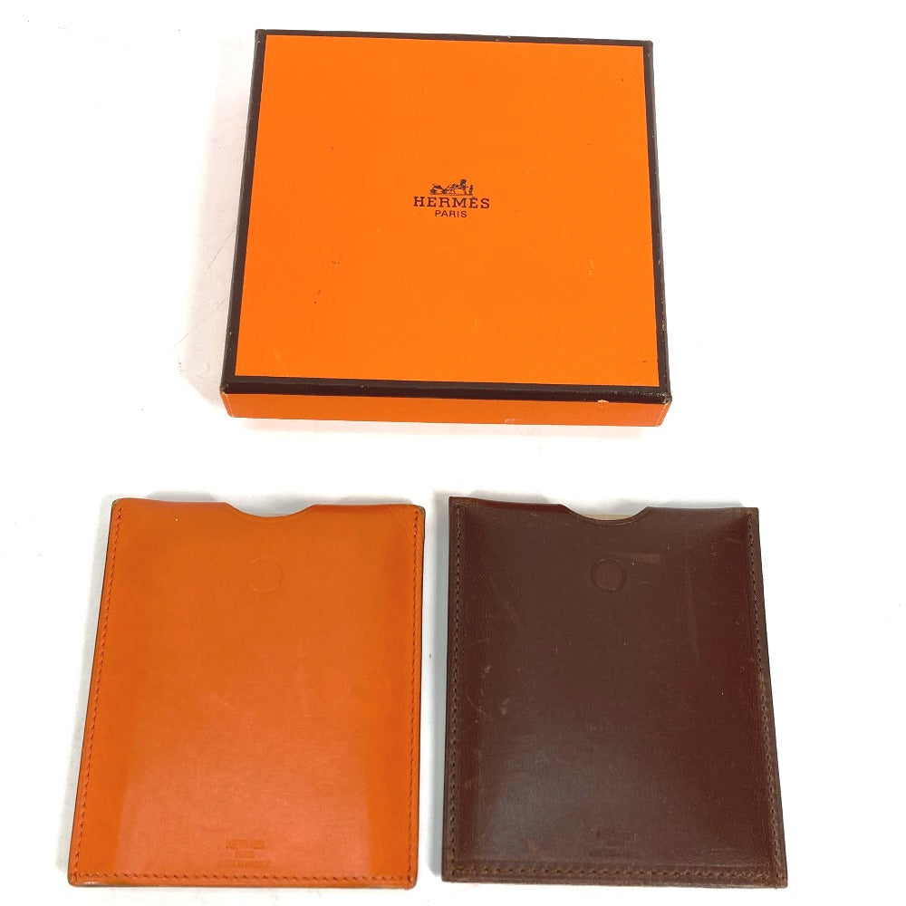 HERMES Interior other leather Orange Interior Card Case Lamped Posh Card Light