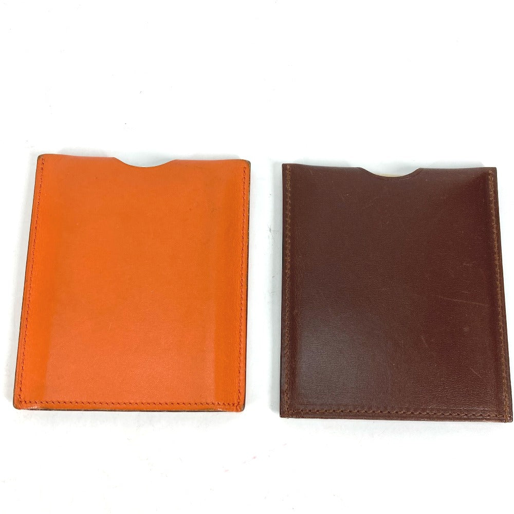 HERMES Interior other leather Orange Interior Card Case Lamped Posh Card Light