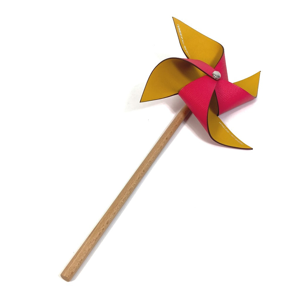 HERMES object Epsom, Wood Pink / yellow interior windmill petit H