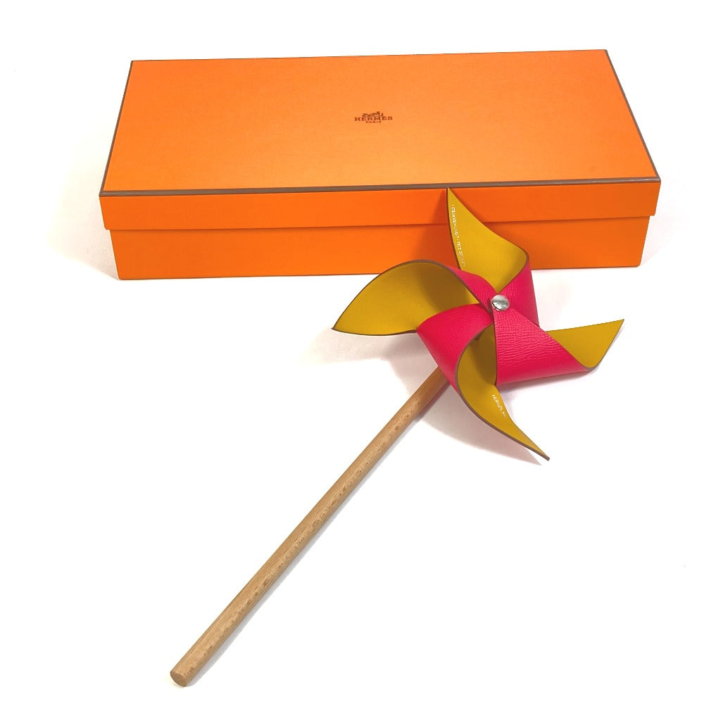 HERMES object Epsom, Wood Pink / yellow interior windmill petit H