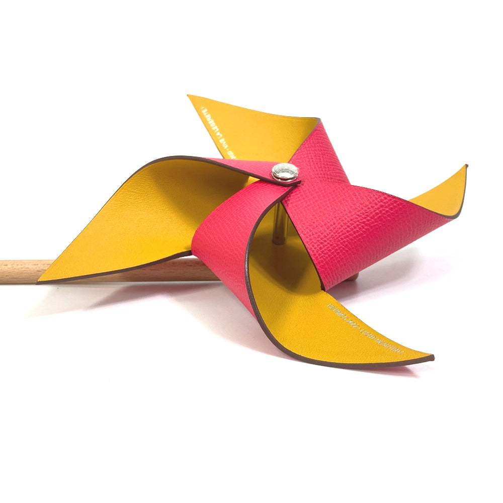 HERMES object Epsom, Wood Pink / yellow interior windmill petit H