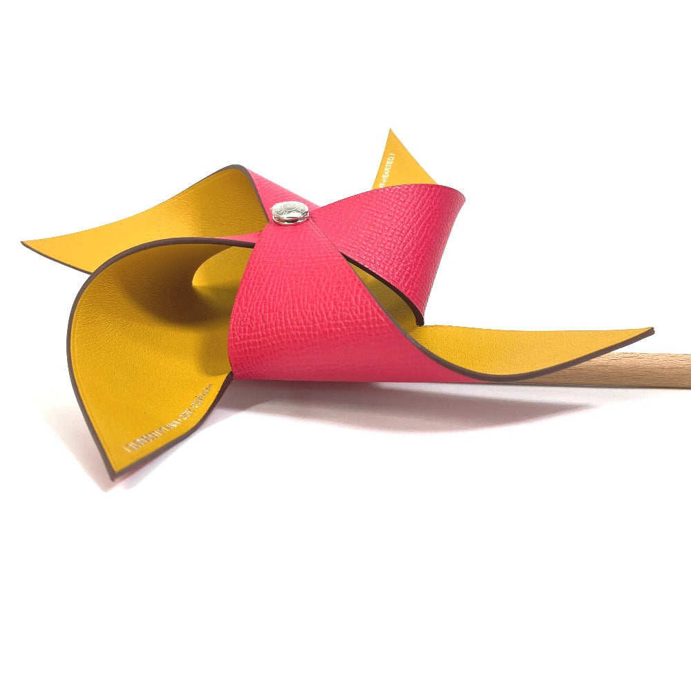HERMES object Epsom, Wood Pink / yellow interior windmill petit H