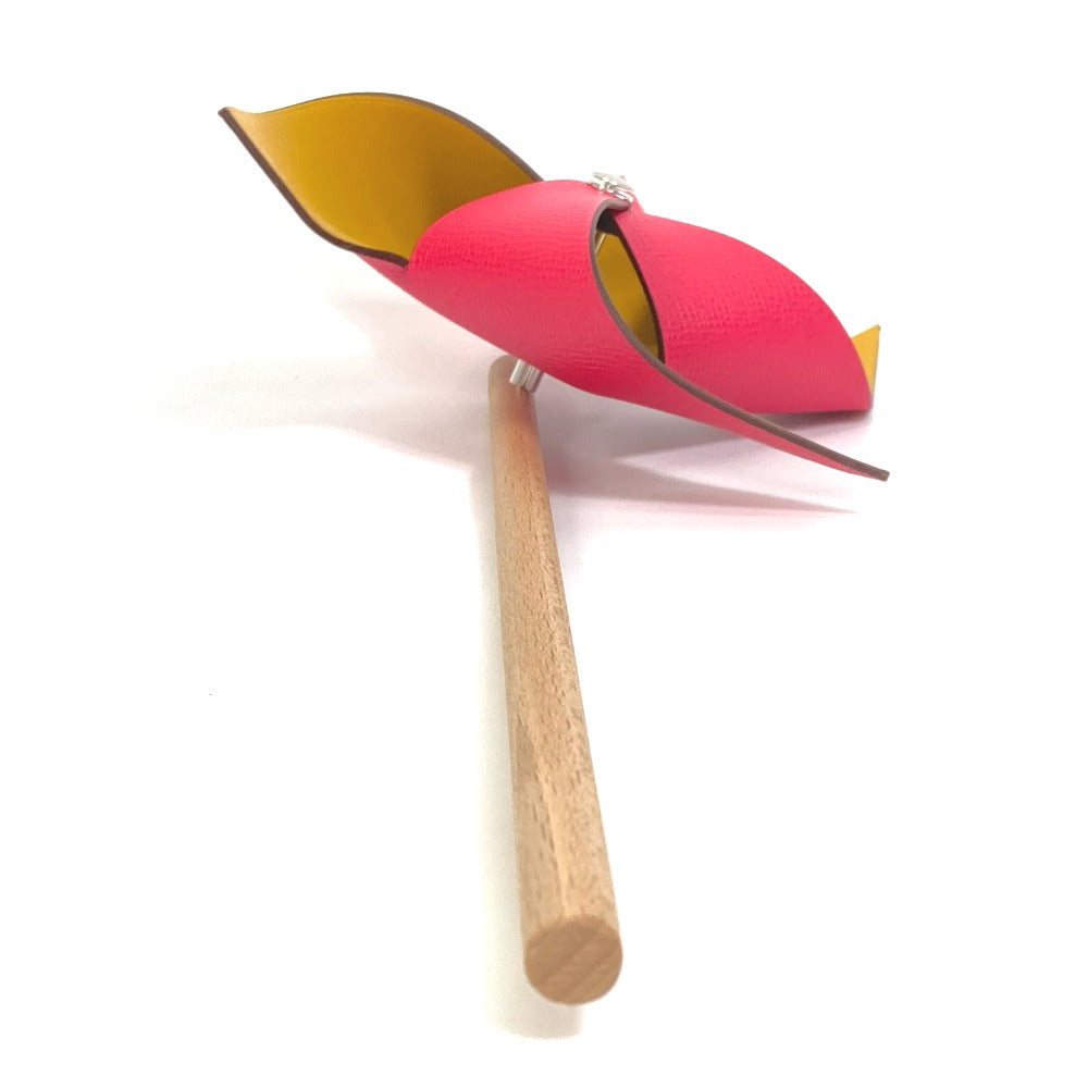 HERMES object Epsom, Wood Pink / yellow interior windmill petit H