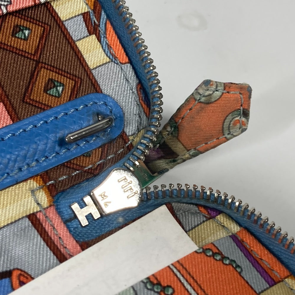 HERMES Notebook cover leather blue System notebook stationery Agenda zip