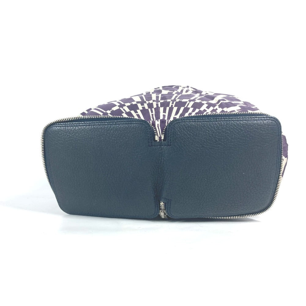 HERMES Shoulder Bag Leather, Silk Navy Bags Eco Bags Folding Silky pop Women Used