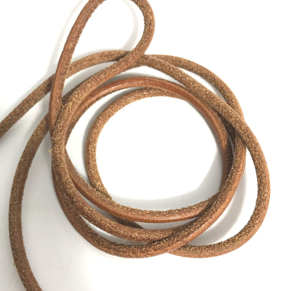 HERMES Necklace leather Brown Raniere with Metal Women Used