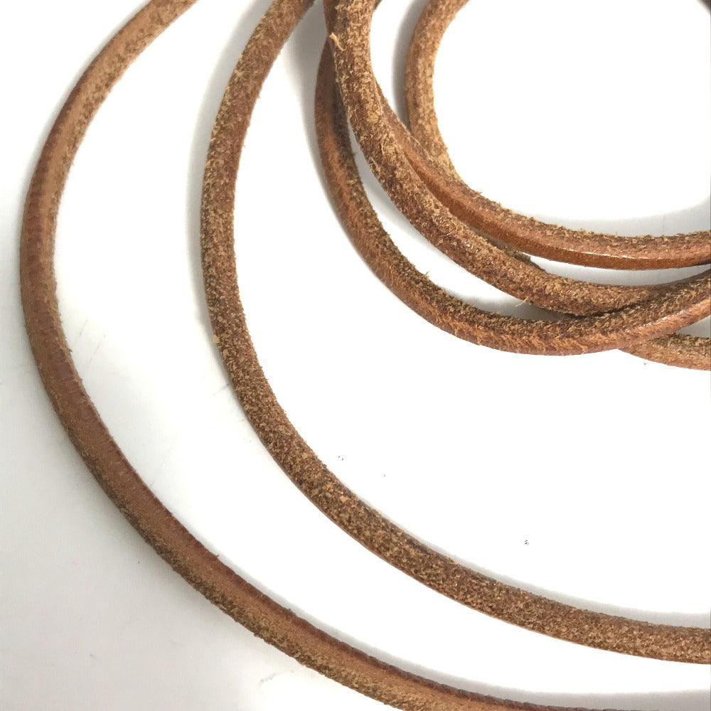 HERMES Necklace leather Brown Raniere with Metal Women Used