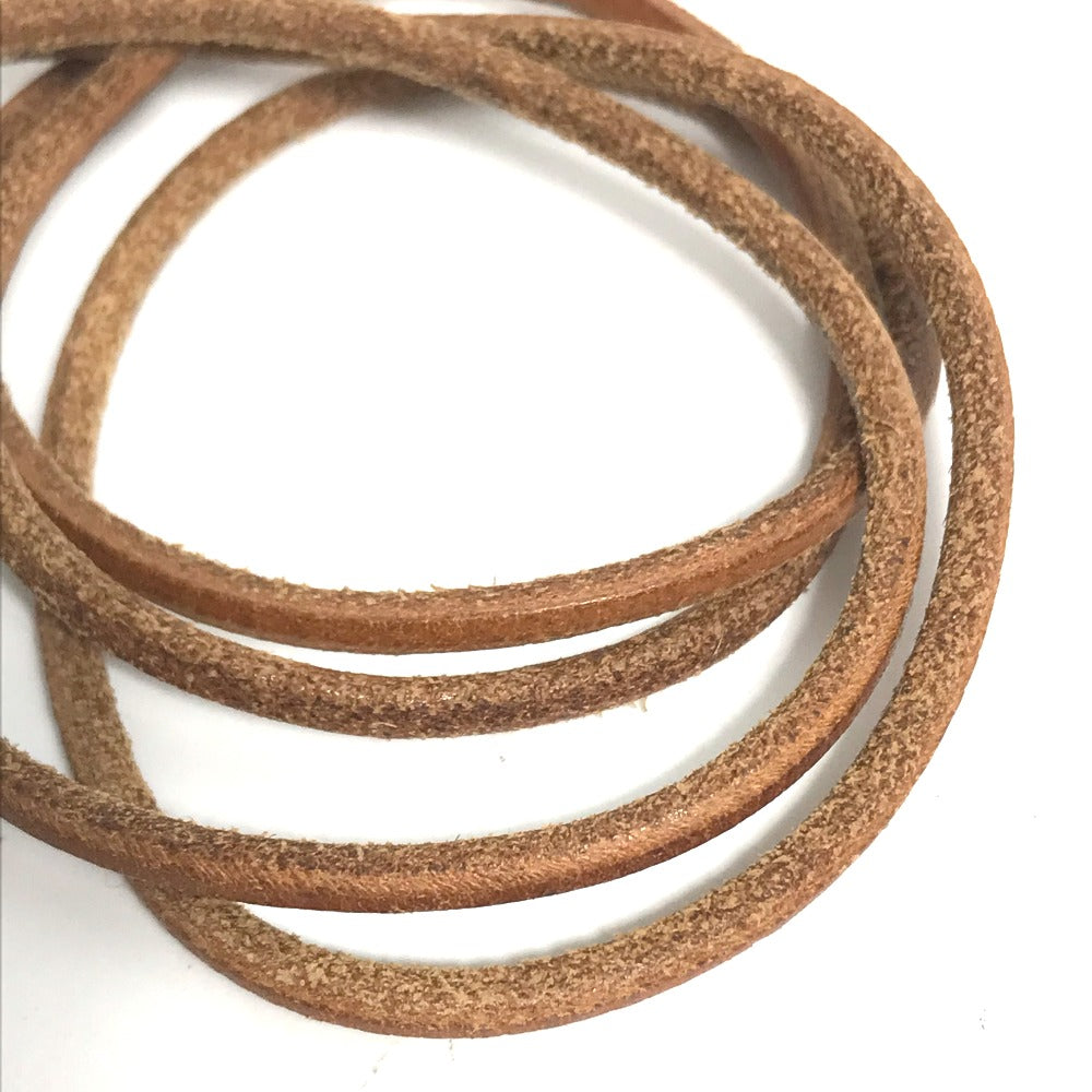 HERMES Necklace leather Brown Raniere with Metal Women Used