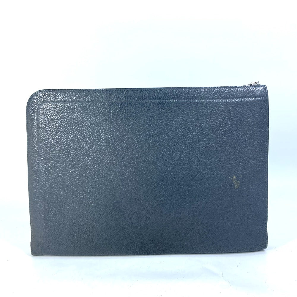 HERMES Clutch bag leather gray L-shaped fastener Zip tablet mens Used