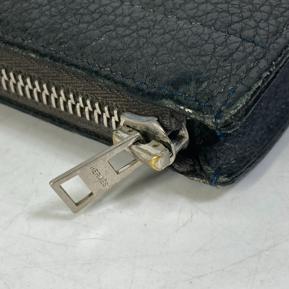 HERMES Clutch bag leather gray L-shaped fastener Zip tablet mens Used