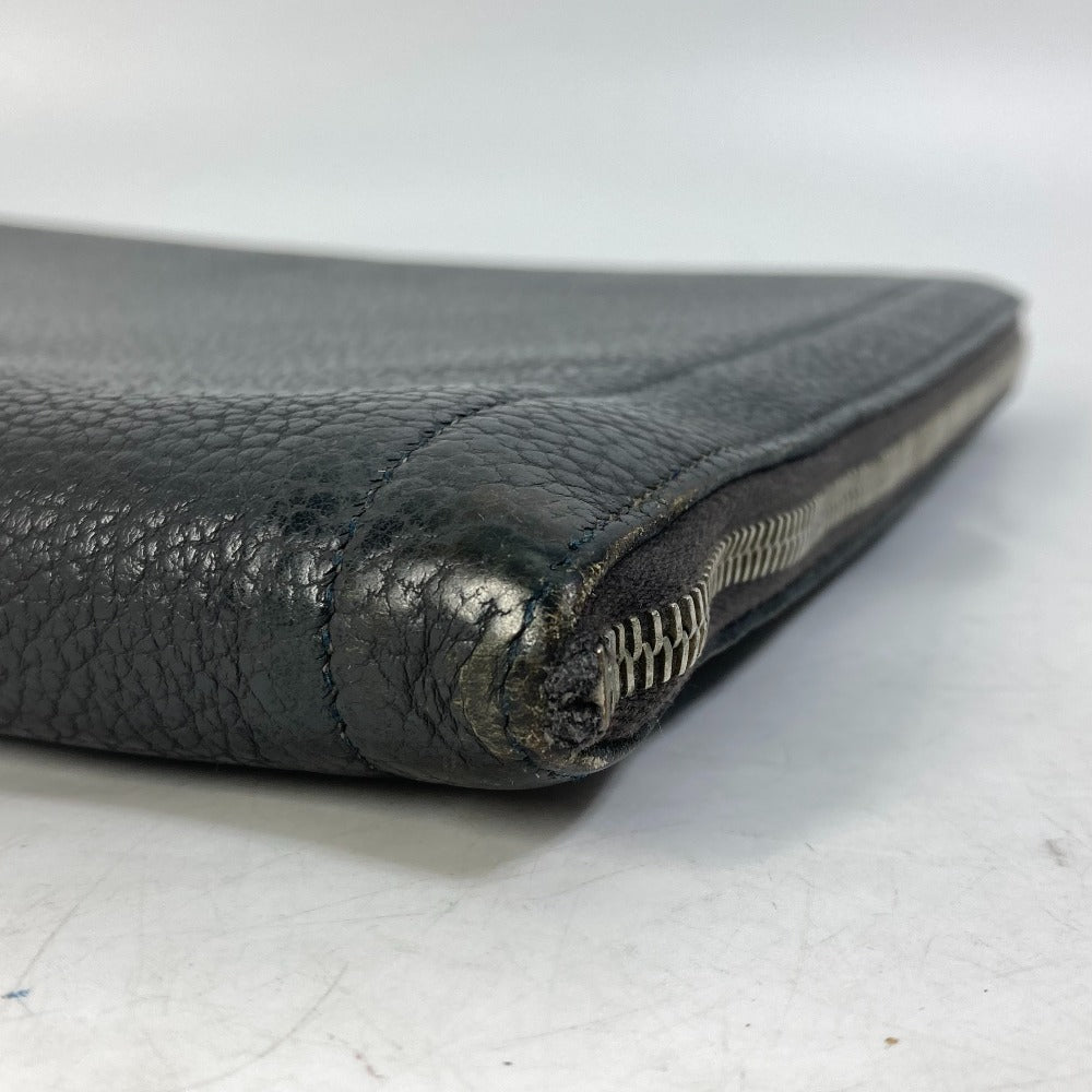 HERMES Clutch bag leather gray L-shaped fastener Zip tablet mens Used