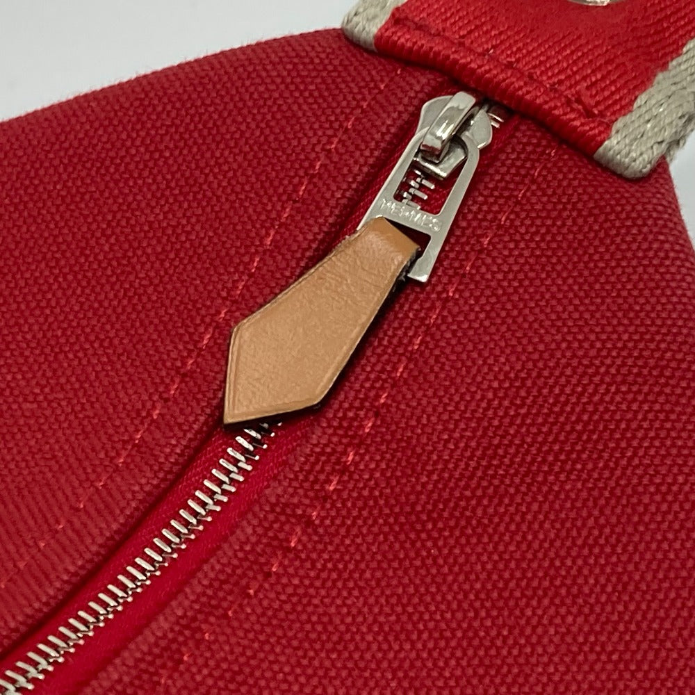 HERMES Handbag canvas Red Shoulder Bag Shoulder Bag Vanity bag Brid a Black GM Women Used