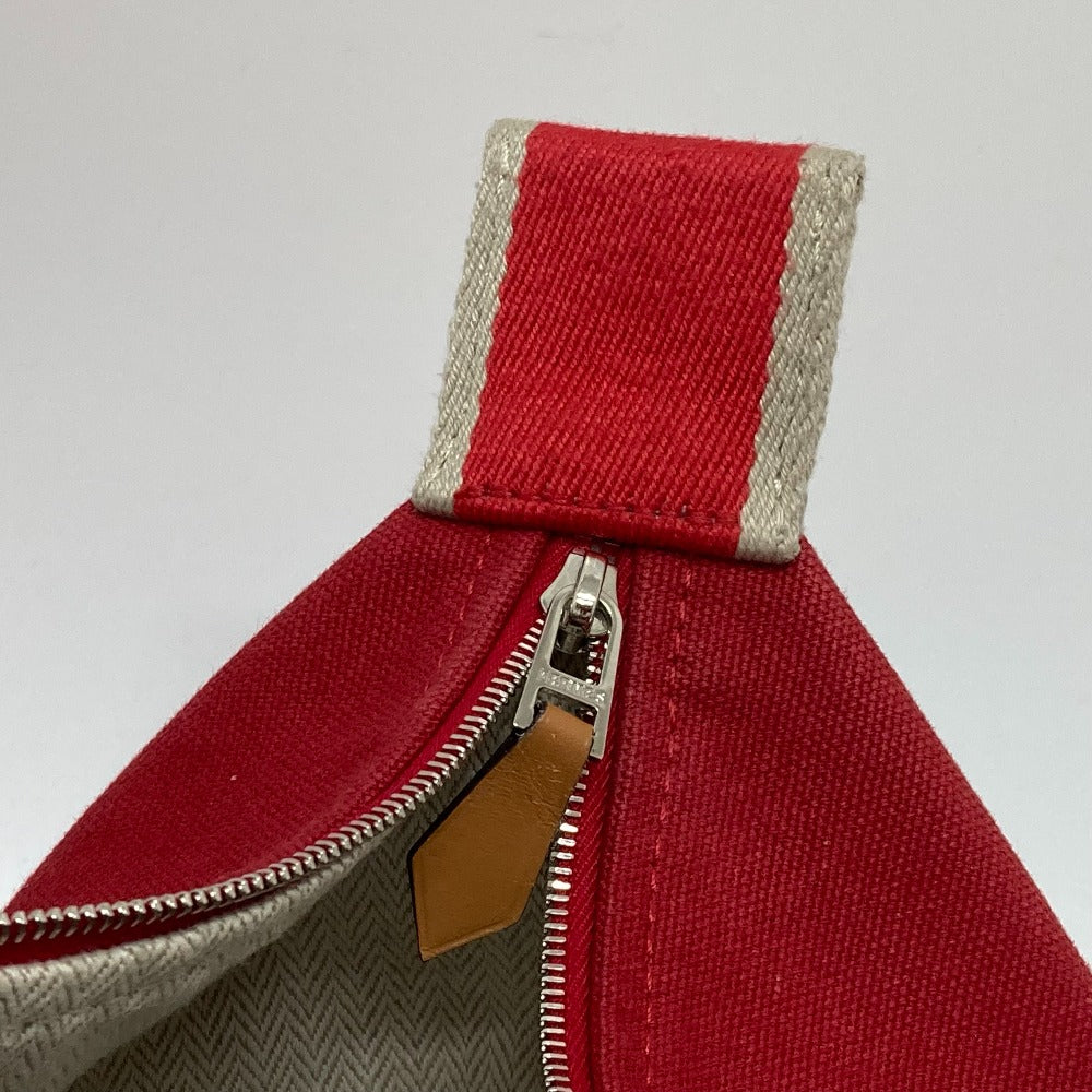 HERMES Handbag canvas Red Shoulder Bag Shoulder Bag Vanity bag Brid a Black GM Women Used