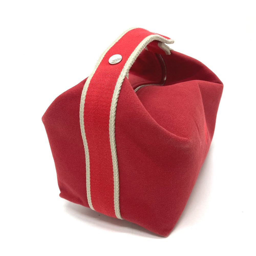 HERMES Handbag canvas Red Shoulder Bag Shoulder Bag Vanity bag Brid a Black GM Women Used