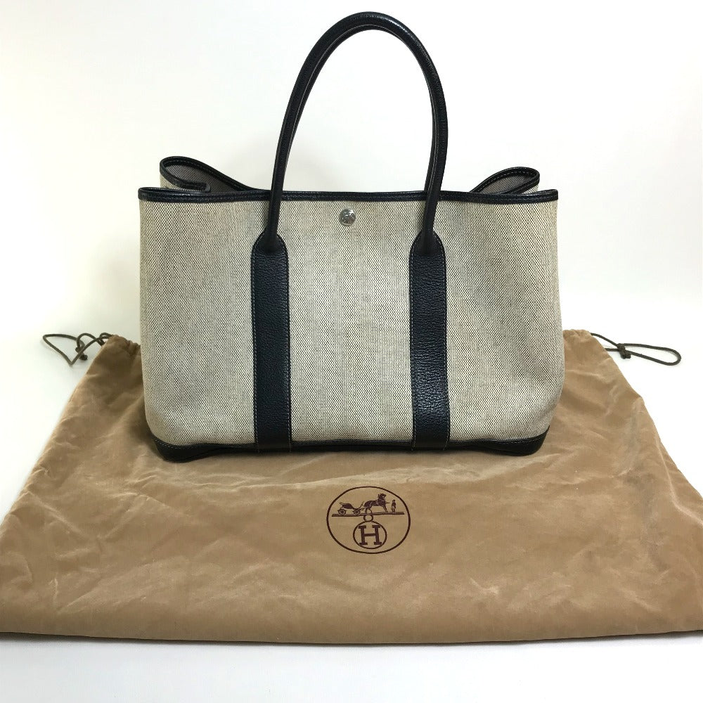 HERMES Tote Bag Toilet ash / buffle skipper Black x Natural Garden party PM Women Used