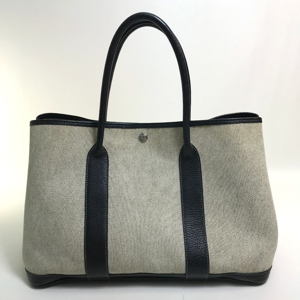 HERMES Tote Bag Toilet ash / buffle skipper Black x Natural Garden party PM Women Used