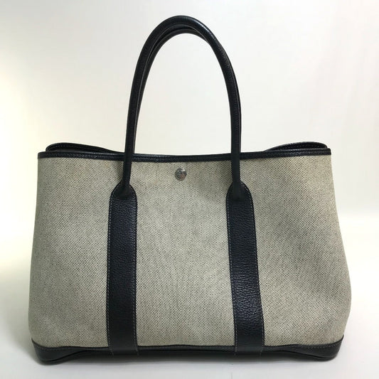HERMES Tote Bag Toilet ash / buffle skipper Black x Natural Garden party PM Women Used