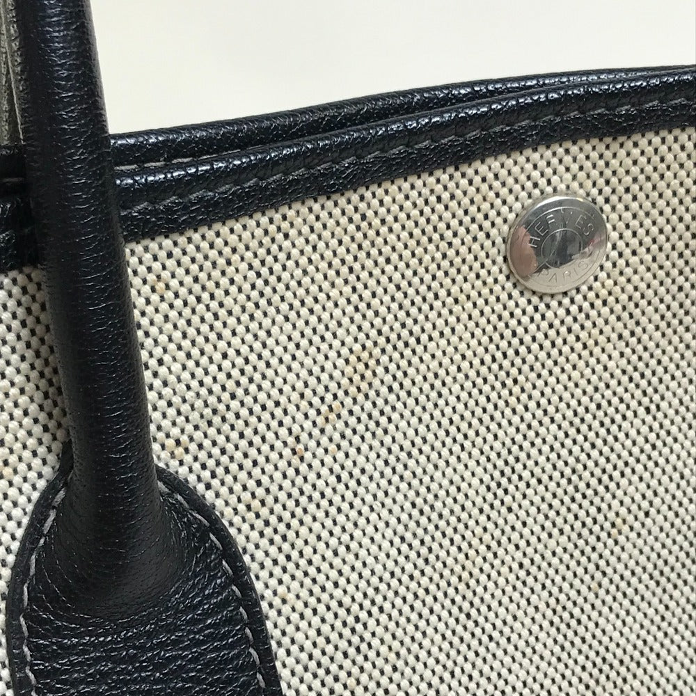 HERMES Tote Bag Toilet ash / buffle skipper Black x Natural Garden party PM Women Used