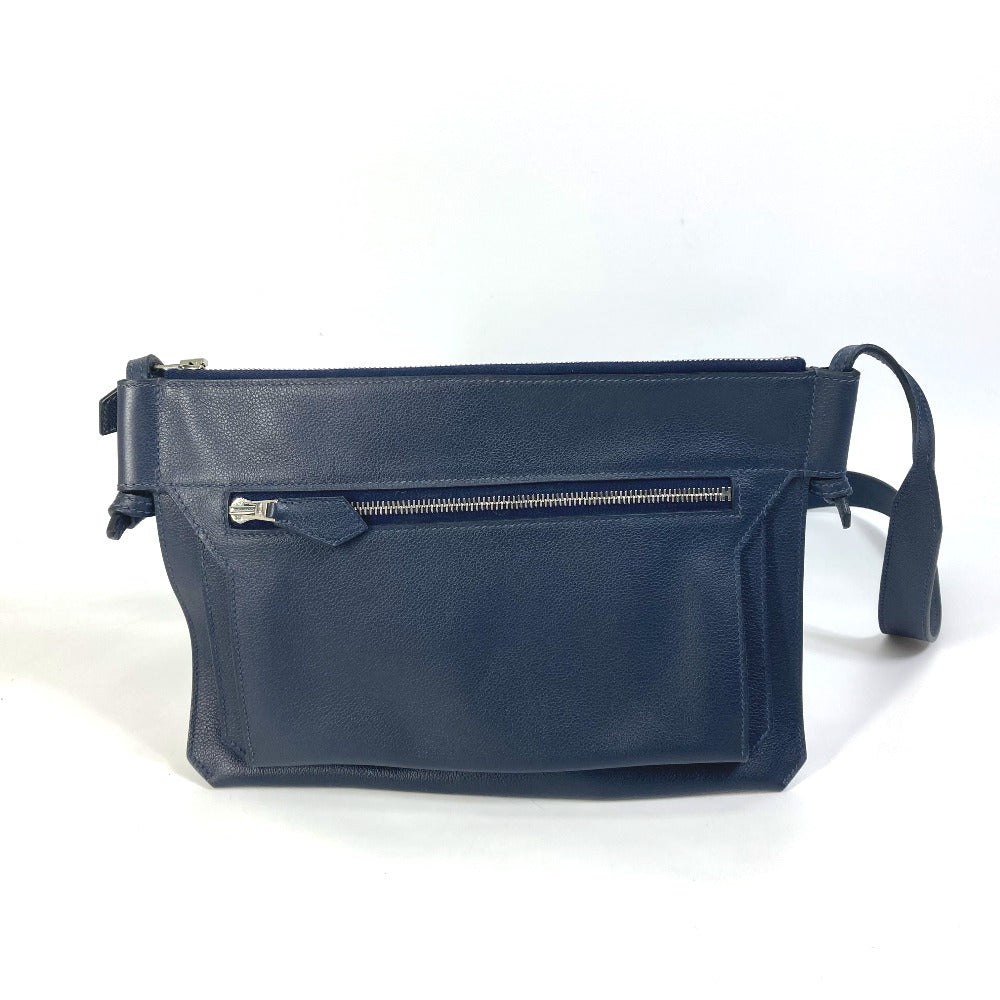 HERMES Shoulder Bag leather Navy Ultrapla GM