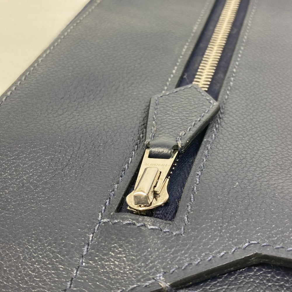 HERMES Shoulder Bag leather Navy Ultrapla GM