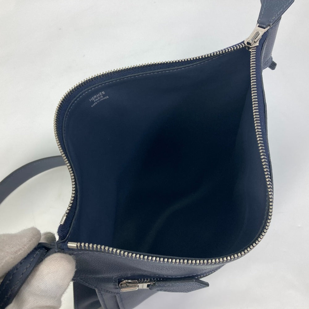 HERMES Shoulder Bag leather Navy Ultrapla GM