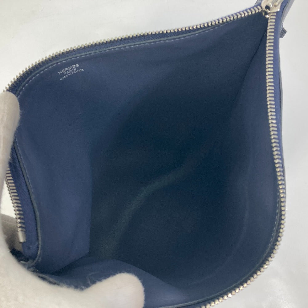 HERMES Shoulder Bag leather Navy Ultrapla GM