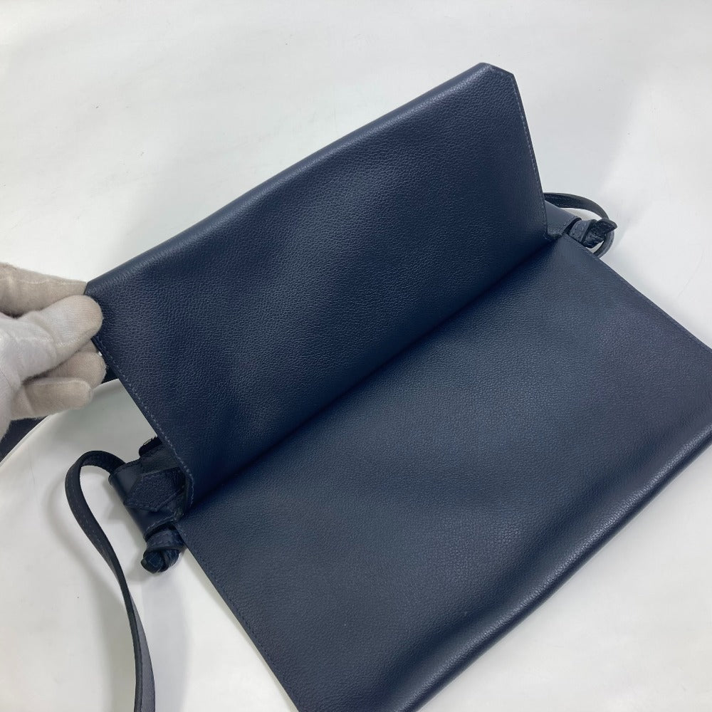 HERMES Shoulder Bag leather Navy Ultrapla GM