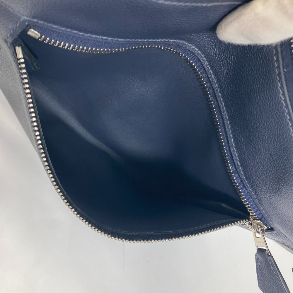 HERMES Shoulder Bag leather Navy Ultrapla GM