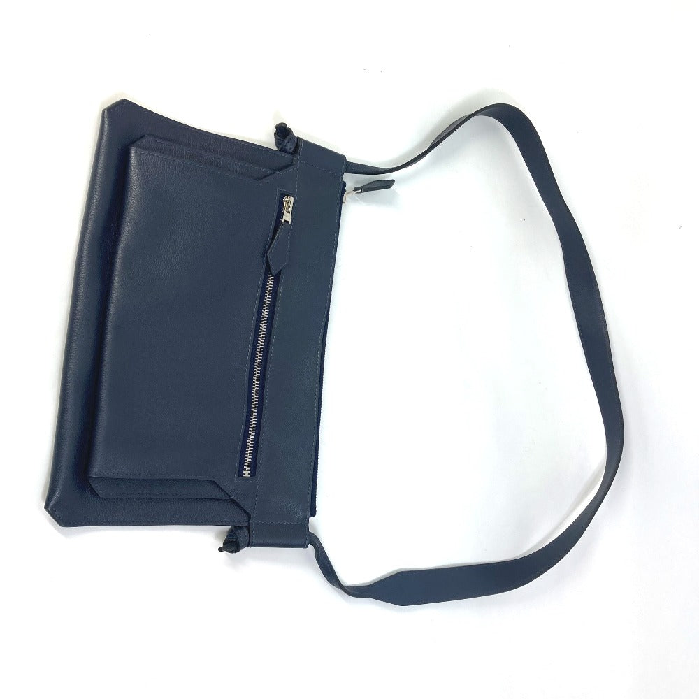 HERMES Shoulder Bag leather Navy Ultrapla GM