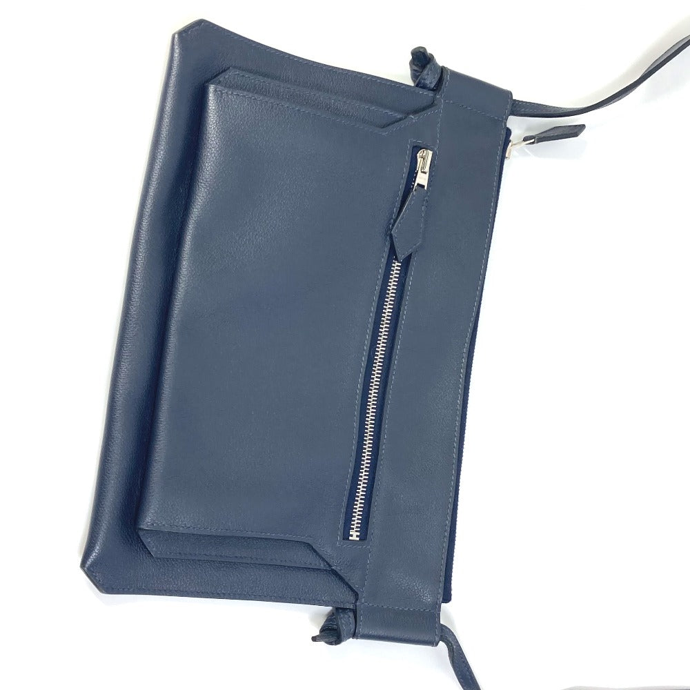 HERMES Shoulder Bag leather Navy Ultrapla GM