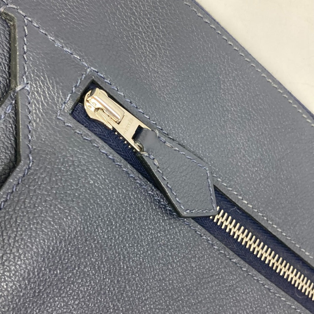 HERMES Shoulder Bag leather Navy Ultrapla GM