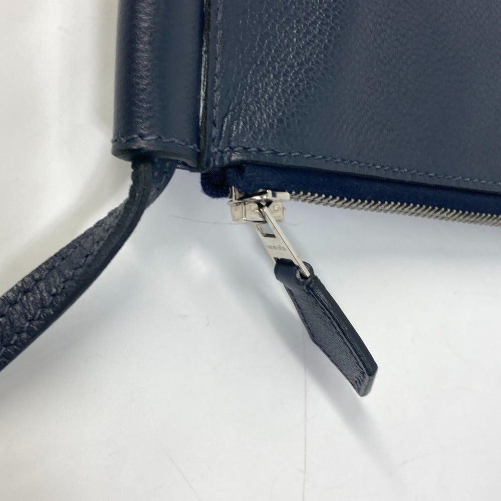 HERMES Shoulder Bag leather Navy Ultrapla GM