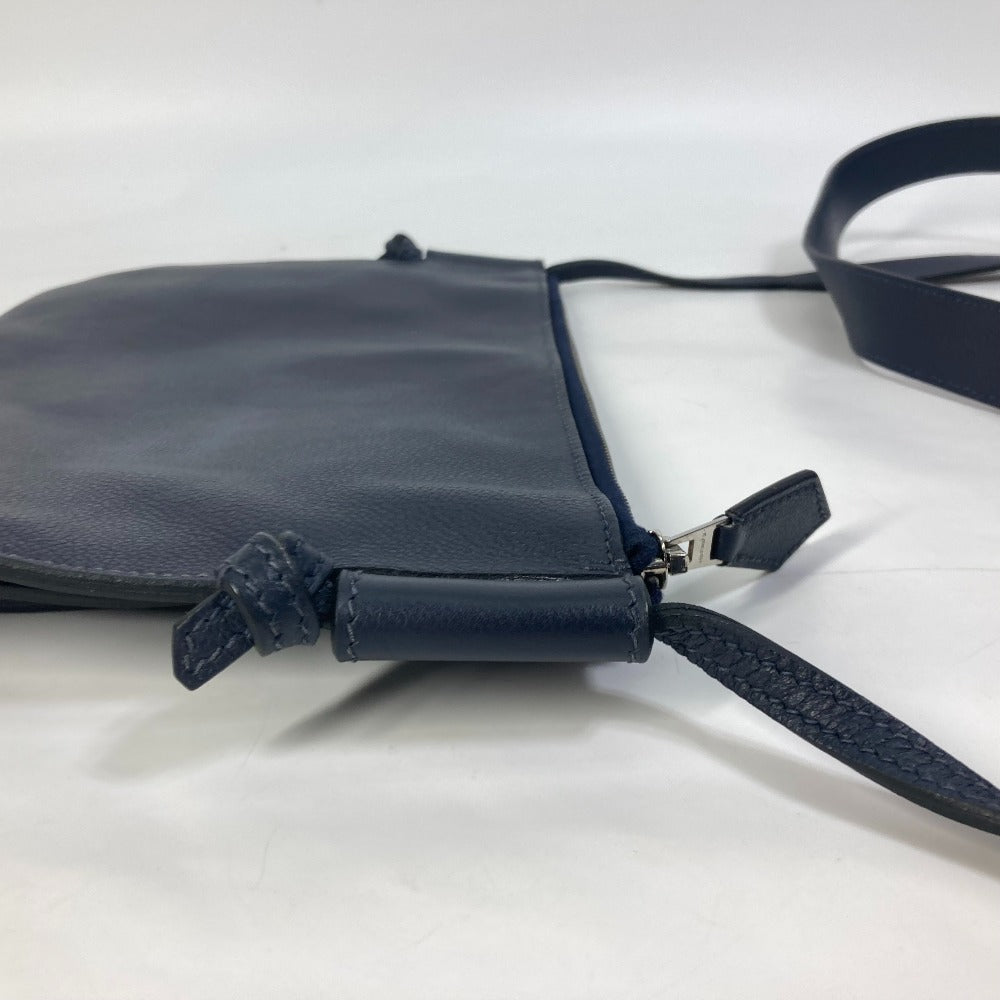 HERMES Shoulder Bag leather Navy Ultrapla GM
