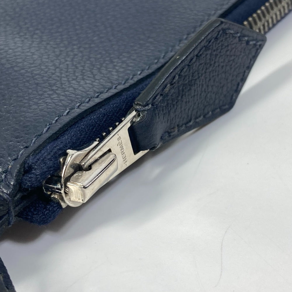 HERMES Shoulder Bag leather Navy Ultrapla GM