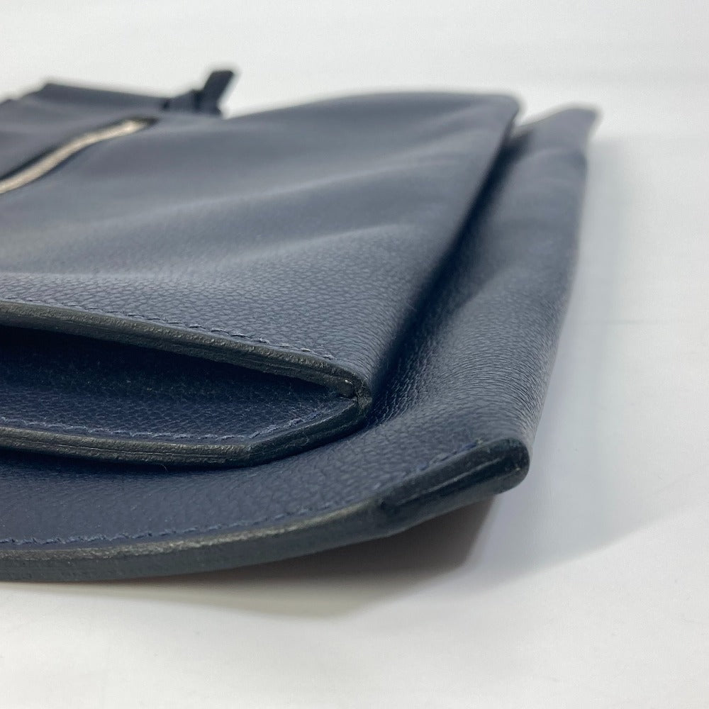 HERMES Shoulder Bag leather Navy Ultrapla GM