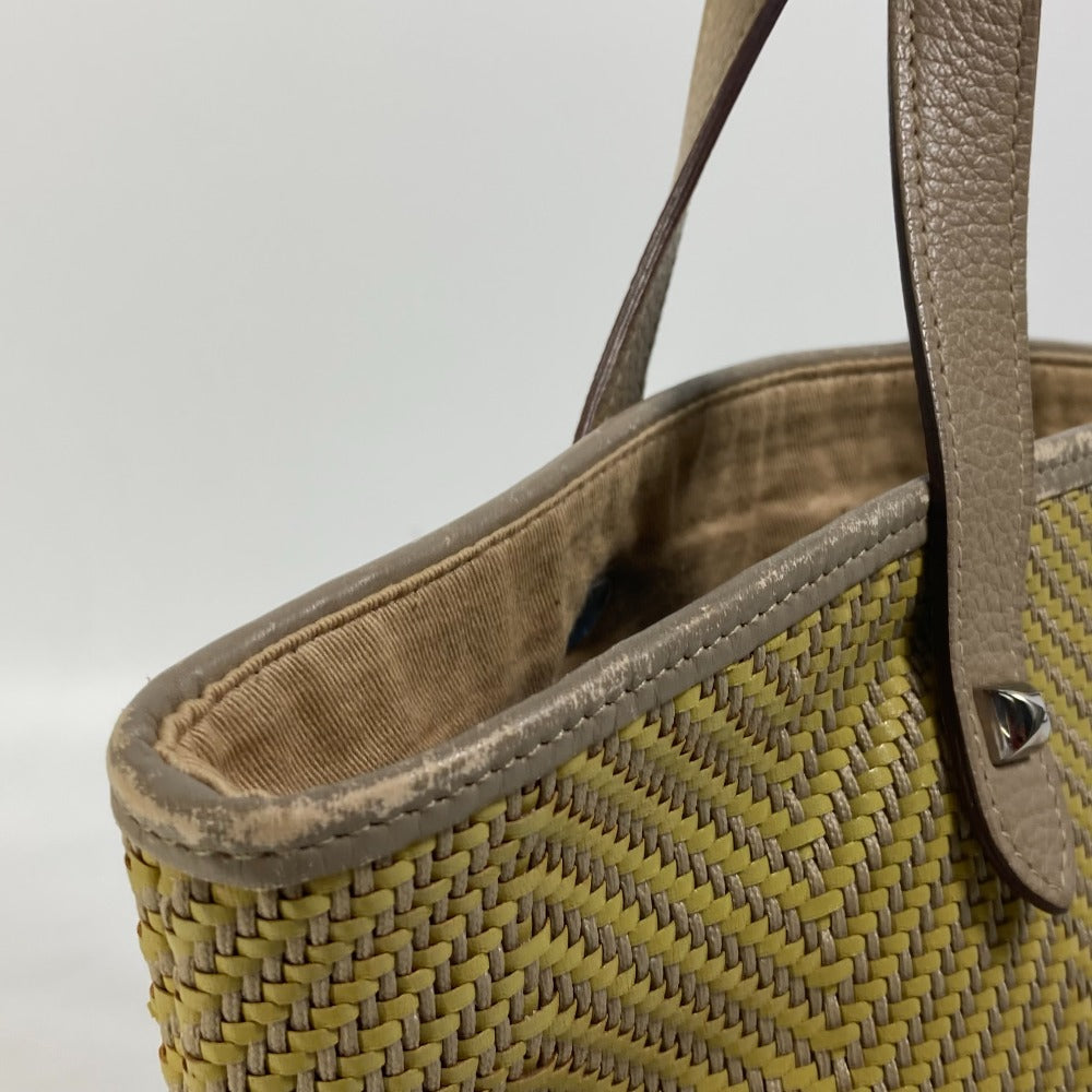 HERMES Tote Bag Leather, Polyester Yellow type Handbag Kaba Chennai PM Women Used