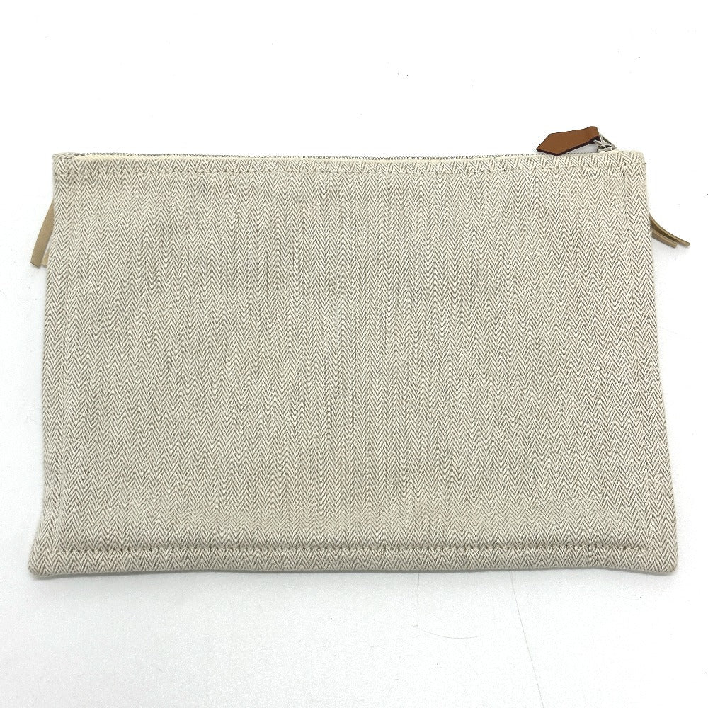 HERMES Pouch canvas beige Makeup pouch Cosmetics Pouch Truth Flat Teepee Women Used