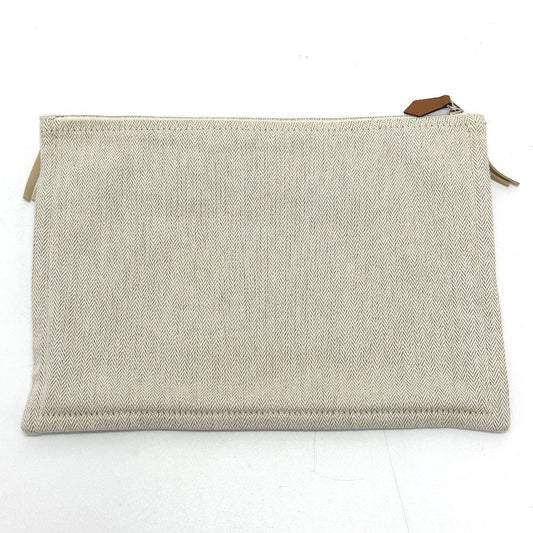 HERMES Pouch canvas beige Makeup pouch Cosmetics Pouch Truth Flat Teepee Women Used