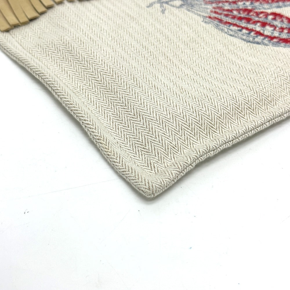 HERMES Pouch canvas beige Makeup pouch Cosmetics Pouch Truth Flat Teepee Women Used