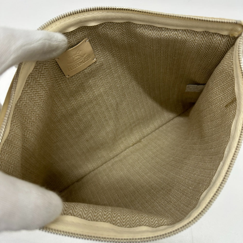 HERMES Pouch canvas beige Makeup pouch Cosmetics Pouch Truth Flat Teepee Women Used
