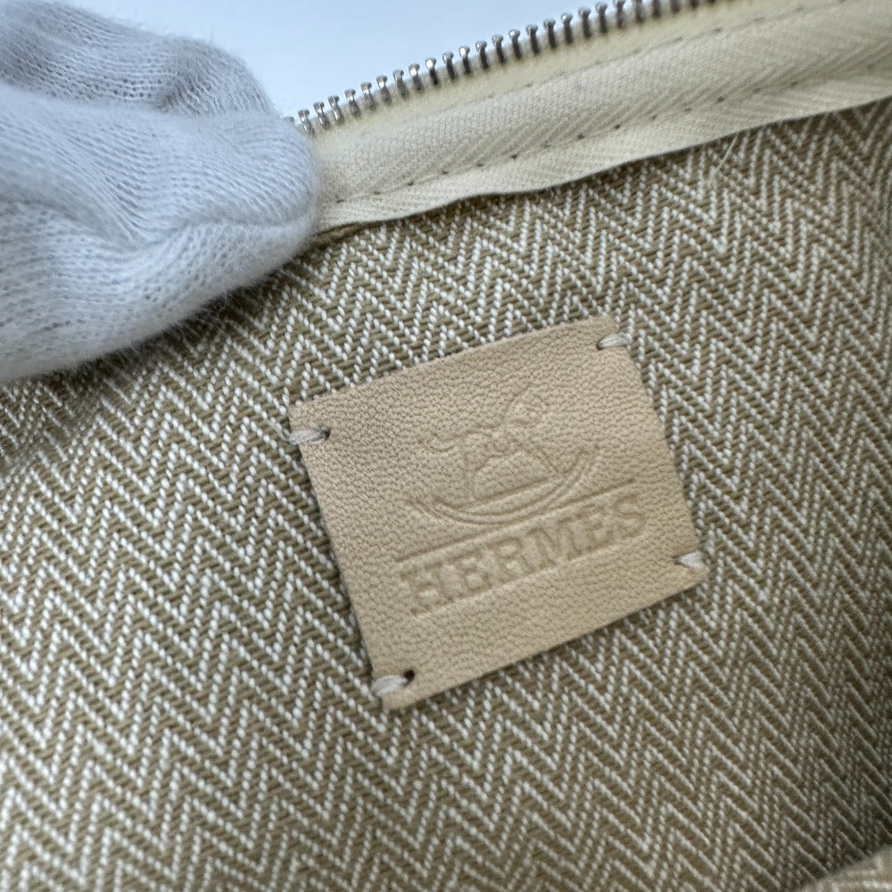 HERMES Pouch canvas beige Makeup pouch Cosmetics Pouch Truth Flat Teepee Women Used