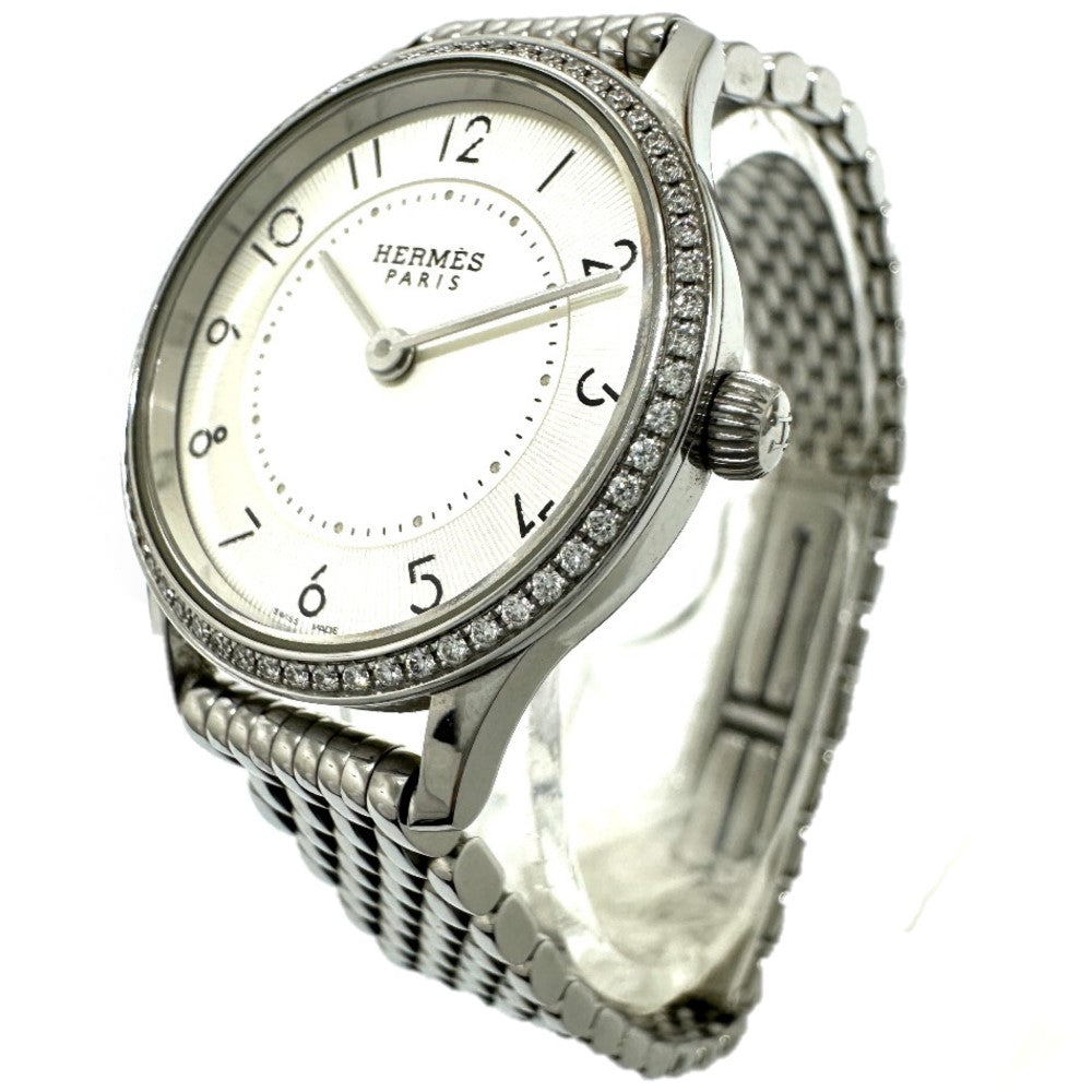 HERMES Watches Quartz CA2.130 Stainless Steel Silver Slim d'Herms white dial Women Used