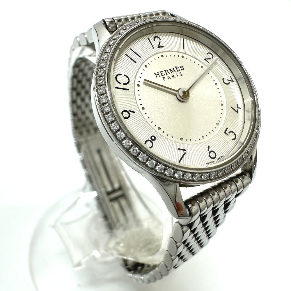 HERMES Watches Quartz CA2.130 Stainless Steel Silver Slim d'Herms white dial Women Used