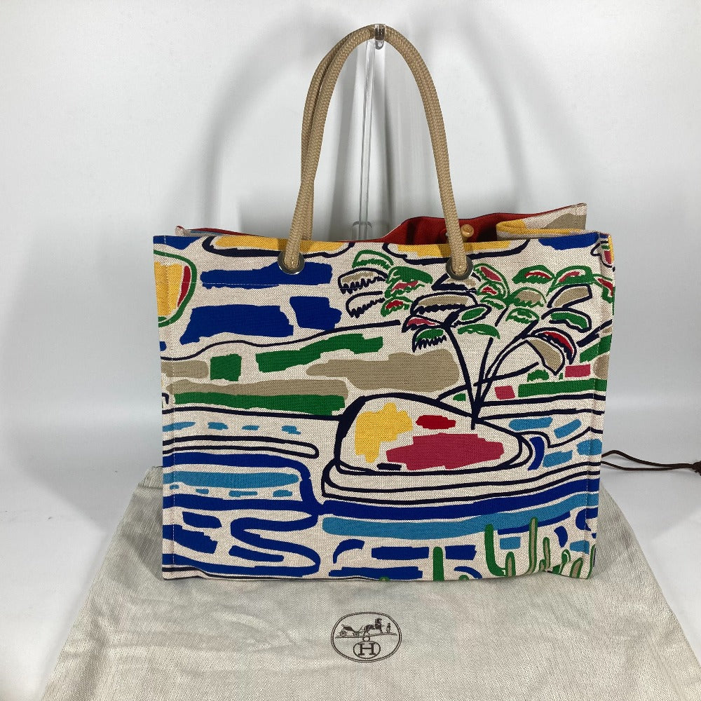 HERMES Shoulder Bag canvas multicolor beach bag bag Farniente Women Used