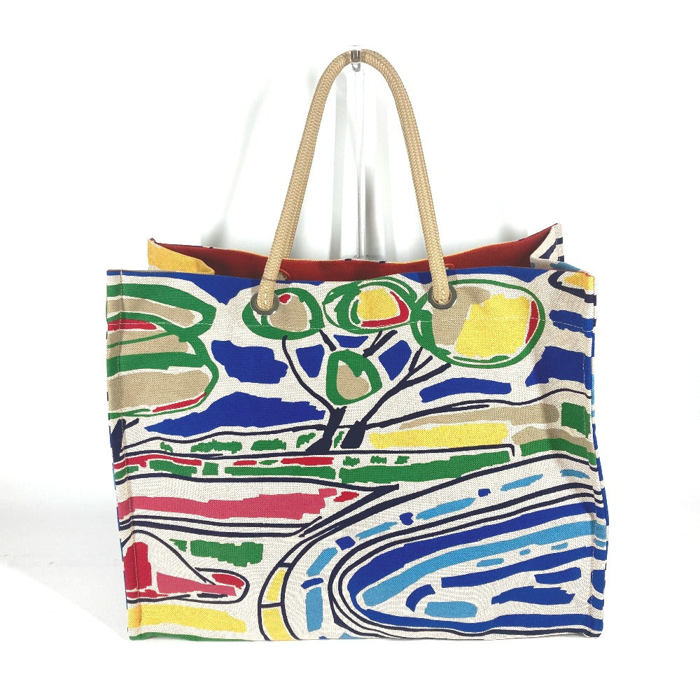 HERMES Shoulder Bag canvas multicolor beach bag bag Farniente Women Used