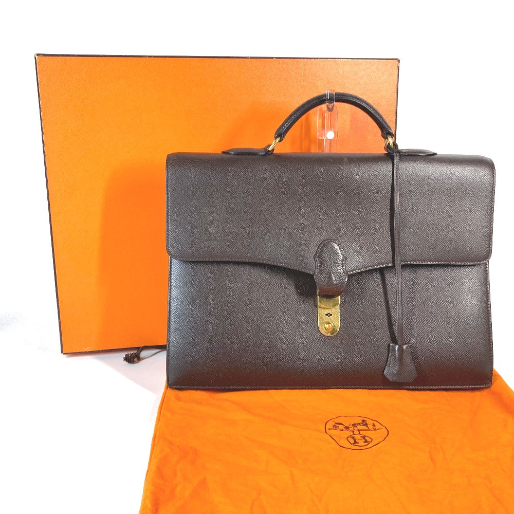 HERMES Business bag leather Brown Briefcase Terrill mens Used