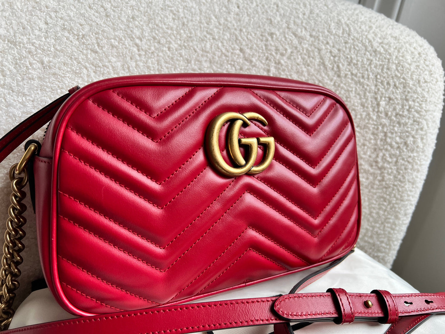 Gucci GG Red Marmont Small Shoulder Bag (RRP £1,440)