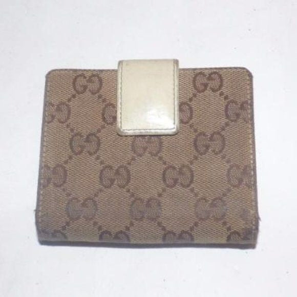 Gucci Brown Large G Logo Canvas & White Tri-fold